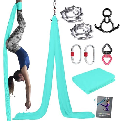 PRIOR FITNESS Aerial Silks Kit, SGS&CE Certified, 9/15/20Yards - color: Light Green, size: S(9 Yards)