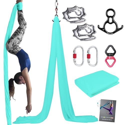 PRIOR FITNESS Aerial Silks Kit, SGS&CE Certified, 9/15/20Yards - color: Light Green, size: S(9 Yards)