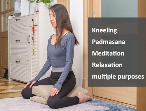Meditation Cushion,Velvet Meditation Pillow and Zabuton 2-in-1 Portable Design(50 * 70CM). (Khaki, Service H：9cm) - color: Khaki