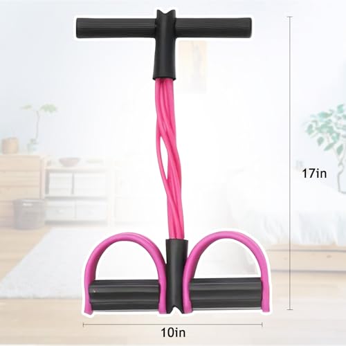 6-Tubes Tension Rope, Multifunction Elastic Yoga Pedal Puller Resistance Band, Natural Latex Tension Rope Fitness Equipment, for Abdomen, Waist, Arm, Leg Stretching Slimming Training - color: Pink