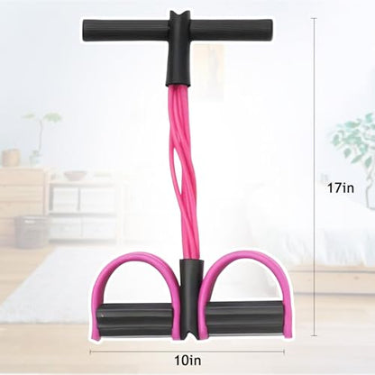 6-Tubes Tension Rope, Multifunction Elastic Yoga Pedal Puller Resistance Band, Natural Latex Tension Rope Fitness Equipment, for Abdomen, Waist, Arm, Leg Stretching Slimming Training - color: Pink