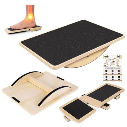 Rocker Board for Physical Therapy | Professional Adult Balance Board | Anti-Slip Wood Standing Desk Balance Board for Core Strength, BAPS & Slack Board Alternative (Suitable for Men & Women)
