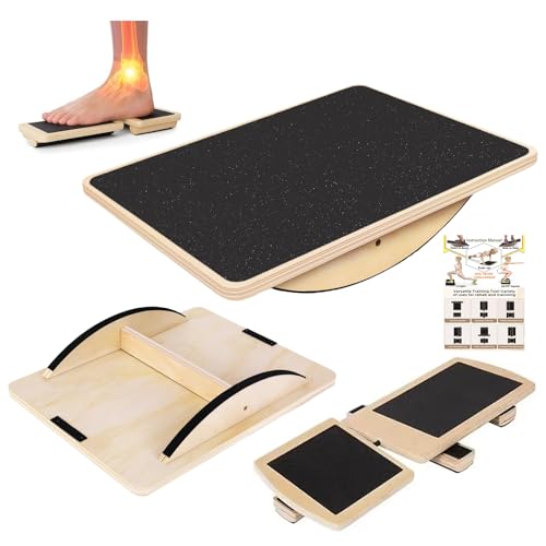 Rocker Board for Physical Therapy | Professional Adult Balance Board | Anti-Slip Wood Standing Desk Balance Board for Core Strength, BAPS & Slack Board Alternative (Suitable for Men & Women)