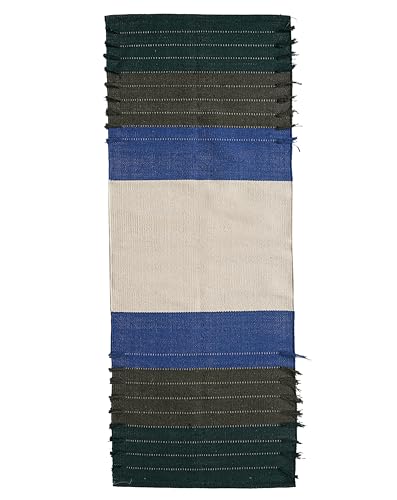 Indian Handmade 100% Organic Cotton Yoga Mat, Hand Woven Rug, Yoga Mat For Everyday Fitness at Home Comfortable Foldable Long Mat - color: White & Blue