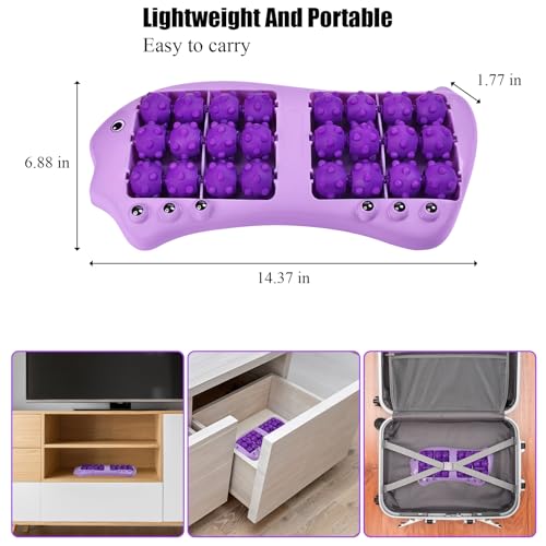 Foot Roller Massager for Plantar Fasciitis Relief, Large Size Roller Foot Massage Shiatsu Acupuncture Massage, Reflexology Tool,Heel, Arch, Muscle Aches, Foot Pain, Stress Relief - Relaxation Gift - color: Purple