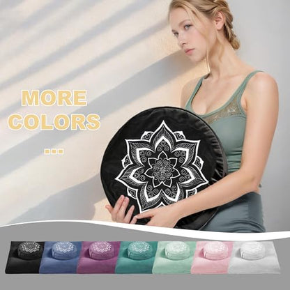 Meditation Zafu Cushion Set,Removable Machine-Washable Luxury Velvet Cover (Black（Only Cover）) - color: Black（only Cover）