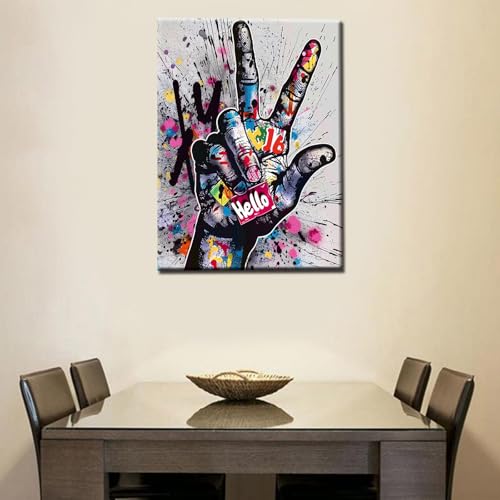 Tucocoo Two Fingers Means Number Six Graffiti DIY Oil Painting by Numbers for Adults Wall Decor Gift 16''x20'' - color: 20 Styles Graffiti 09, size: 16''Wx20''H(DIY frame)