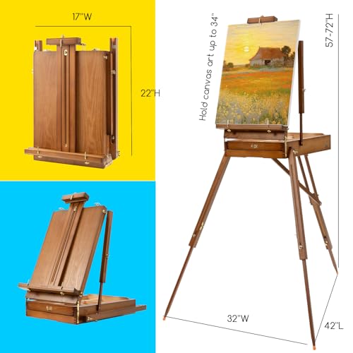 MEEDEN Painting Kit with French Easel, 24 Colors Acrylic Paint Set, 10 Pcs Paint Brush Set, Canvas Set & Art Supplies, Great Painting Set for Beginners & Artists