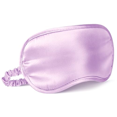 LULUSILK 100% Mulberry Silk Sleep Mask, Lavender Silk Eye Cover for Sleeping, Pack of 1 - color: Lavender