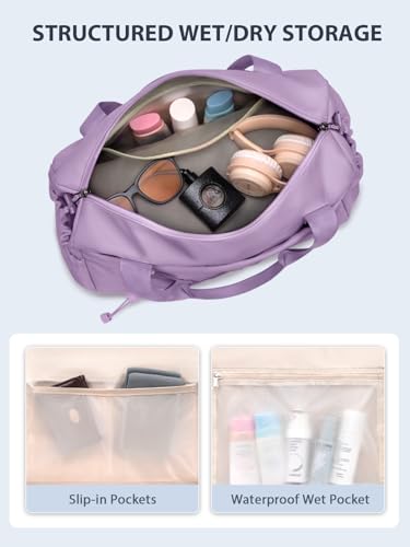 RHDZO Small Gym Bag for Women with Yoga Mat Holder and Wet Pocket, Purple - color: Purple