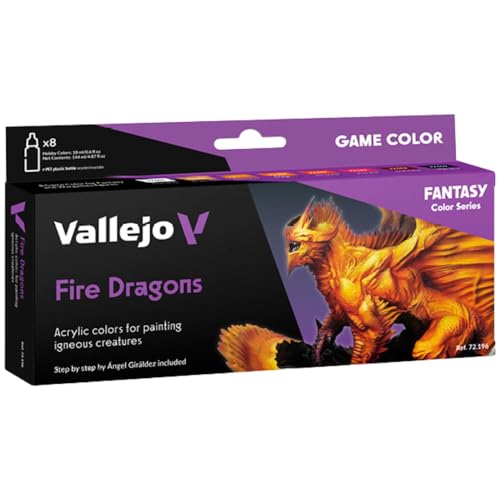 Vallejo - Fire Dragons Acrylic Paint Set | Game Color | Fantasy Color Series Miniature Model Kit for a High Pigment Matte Finish | 8 Bottles x 18 ml. (0.60 fl.oz) - style: Modern