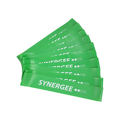 Synergee Mini Loop Bands – Resistance Bands for Home or Gym - color: c) Green 10 Pack