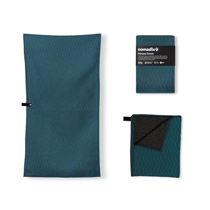 Nomadix Fitness Towel- Microterry Quick-Dry Gym & Yoga Sweat Towel, Odor-Resistant, Ultra Absorbent, Sand & Pet Hair-Resistant, Recycled Material, 30″×16″- Regenerative Black- Regenerative Teal - color: Regenerative Teal