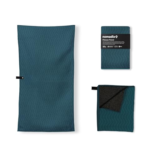 Nomadix Fitness Towel- Microterry Quick-Dry Gym & Yoga Sweat Towel, Odor-Resistant, Ultra Absorbent, Sand & Pet Hair-Resistant, Recycled Material, 30″×16″- Regenerative Black- Regenerative Teal - color: Regenerative Teal