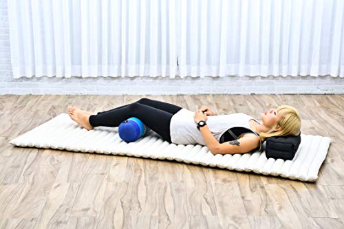 Leewadee Small Yoga Bolster – Shape-Retaining Cervical Neck Roll, Tube Pillow for Comfortable Reading, Kapok Filling, 22 x 6 x 6 inches - color: Sf28 - Blue