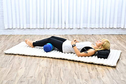 Leewadee Small Yoga Bolster – Shape-Retaining Cervical Neck Roll, Tube Pillow for Comfortable Reading, Kapok Filling, 22 x 6 x 6 inches - color: Sf28 - Blue