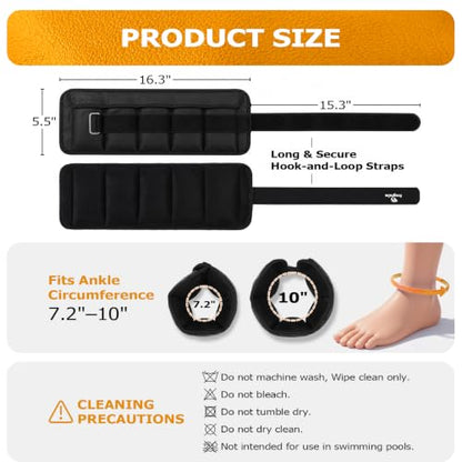 Fragraim Adjustable Ankle Weights for Women and Men, 1 Pair (2–10 lbs) - color: Black