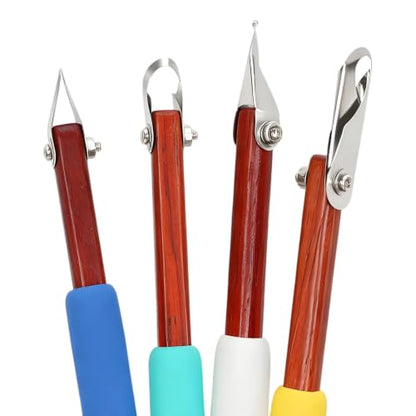 Pottery Carving Tool Set, Stainless Steel Clay Sculpting Tools with 4 Durable Spare Cutting Heads, Ideal for Ceramic Trimming, Sgraffito and Mishima Art Craft