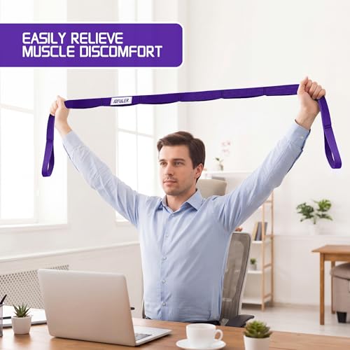 Stretching Strap for Physical Therapy and Home Rehab, 10 Loops - color: Purple