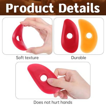 2 Pcs Soft Rubber Pottery Ribs, Silicone Pottery Clay Sculpt Tools for Smooth Finishing Sculpting Shapes Sculpting Mud Trimming Throwing