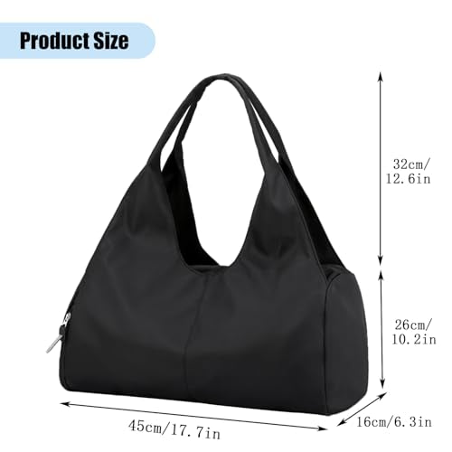 Forestfish Gym Bag For Women With Shoes Compartment & Wet Dry | Compact & Lightweight, Water Resistant, Use as Yoga bag, Pilates bag, Duffel bag - color: Black