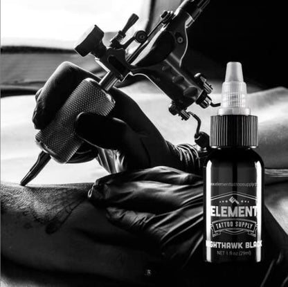 Element Tattoo Supply Black Tattoo Ink 4oz Bottle | Professional Black Ink | USA made formula, smooth reliable flow, deep bold saturation, ideal for lining and shading, trusted by professional artists - size: 4oz