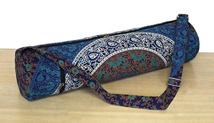INDIAN CRAFT CASTLE ICC Yoga Mat Bag Carrier Full-Zip Exercise Yoga Mat Carry Bag for Women Men with Multi-Functional Storage Pockets and Adjustable Shoulder Strap 26X6 Inches - style: Blue 6 Kaam