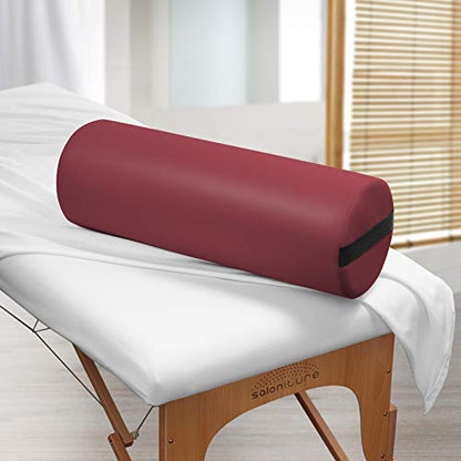 Saloniture Jumbo Round Massage Table Bolster Pillow Pad - 26 x 9 Inch - Burgundy - color: Burgundy