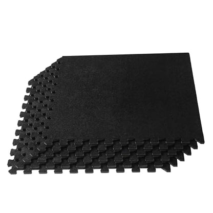 We Sell Mats 3/8 Inch Thick Interlocking Foam Carpet Tiles Durable Carpet Squares Anti Fatigue Support for Home Office or Classroom Use - color: Black, style: 24 Square Feet (6 Tiles)