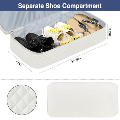 ITIEZY Weekender Bag for Women 21.5" Travel Duffel Large Carry On Bag 3PCS | Nylon Duffel Bag with Waterproof Shoe Compartment, Crossbody Bag and Toiletry Bag, Travel Weekend Hospital Overnight Gym Bag - color: 9A-Off White