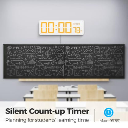 REACHER 16.5" Large Digital Wall Timer Clock, Countdown/up, Remote Control - color: White