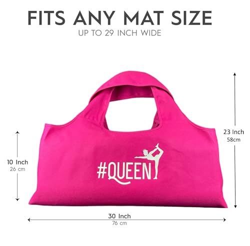 Wild Essentials Yoga Bag, Exercise, Tote, Large Carrier, Shoulder Strap, Inner Pocket, Fits Most Mats, Recycled Cotton Canvas - color: Pink-queen