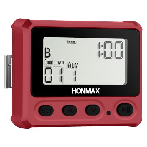 Digital Interval Timer, Stopwatch with Backlight, USB-C Rechargeable Clock, Red - color: Red