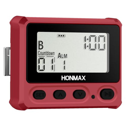 Digital Interval Timer, Stopwatch with Backlight, USB-C Rechargeable Clock, Red - color: Red