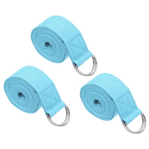 PATIKIL Yoga Strap for Stretching Cotton Yoga Belt with Adjustable Metal D-Ring Buckle Stretch Band for Fitness Pilates - color: Sky Blue