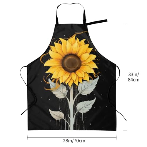 Artist Painting Apron with 2 Pockets Painters Art Aprons Gifts for Women Men - color: One Sunflower Art