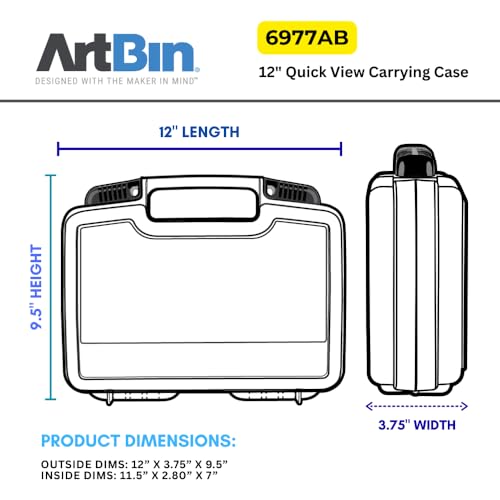 ArtBin 6977AB 12 inch Quick View Deep Base Carrying Case, Portable Art & Craft Organizer with Handle, [1] Plastic Storage Case, Translucent - size: 12 inch - Deep