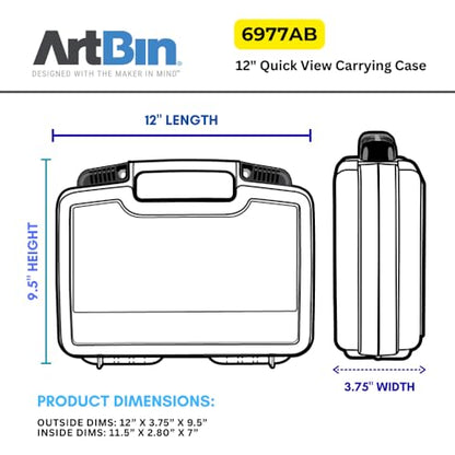 ArtBin 6977AB 12 inch Quick View Deep Base Carrying Case, Portable Art & Craft Organizer with Handle, [1] Plastic Storage Case, Translucent - size: 12 inch - Deep