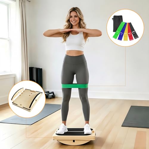 3-in-1 Slant Board for Calf-Stretching, 360° Balance Board - Wooden Incline Wedge Stretcher for Squats, Foot & Ankle Mobility, Portable Fitness Equipment, Balance Block for Heel Stretch
