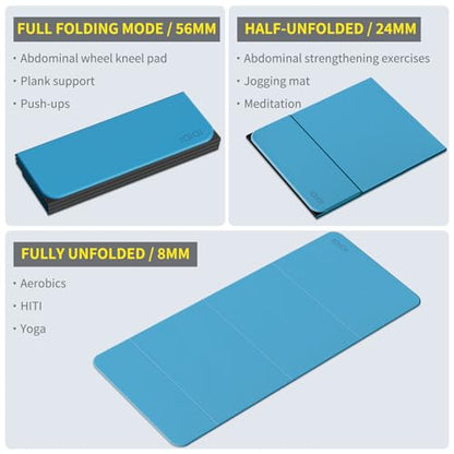 Foldable Yoga Mat Extra Large 74"×31.5" - color: Blue+Black