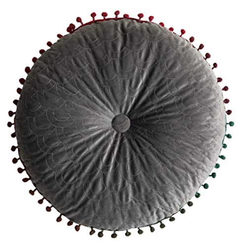 Round Throw Pillow Thickened Seat Cushion Sofa Cushion Meditation Pillow Living Room Window Balcony Decoration Pillow (15.7in, Grey) - color: Grey, size: 15.7in