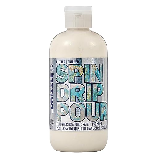 FolkArt Drizzle Opal Crush Glitter Pre-Mixed Fluid Acrylic Pouring Paint, 9 fl oz Premium Paint Perfect for Indoor & Outdoor Arts and Crafts Projects, 61838