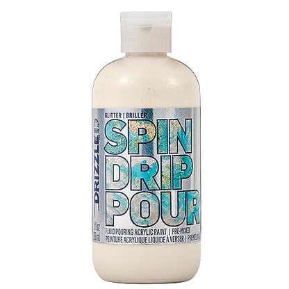 FolkArt Drizzle Opal Crush Glitter Pre-Mixed Fluid Acrylic Pouring Paint, 9 fl oz Premium Paint Perfect for Indoor & Outdoor Arts and Crafts Projects, 61838