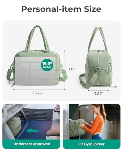 BAGSMART Gym Bag for Women, Carry on Travel Duffel Bag, Water-resistant Weekender with Shoe Compartment for Gym Travel Work, Green, Medium - color: M-Green, size: Medium