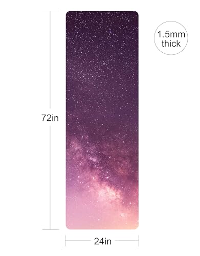 nuveti Printed Travel Yoga Mat 1/16 Inch Thick Non Slip Fitness Workout Mat | with Carrying Bag, Foldable Lightweight Suede & Natural Rubber Yoga Mat for Yoga Pilates and Fitness 72" L x 24" W x 1.5mm - color: CanLanXingKong