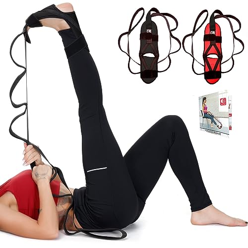Foot and Calf Fascia Stretcher for Plantar Fasciitis, Physiotherapy Stretching Strap, Yoga Stretch Strap Improves Strength and Relief to Heel Spurs, Calf, Thigh and Hip (Black) - color: Black