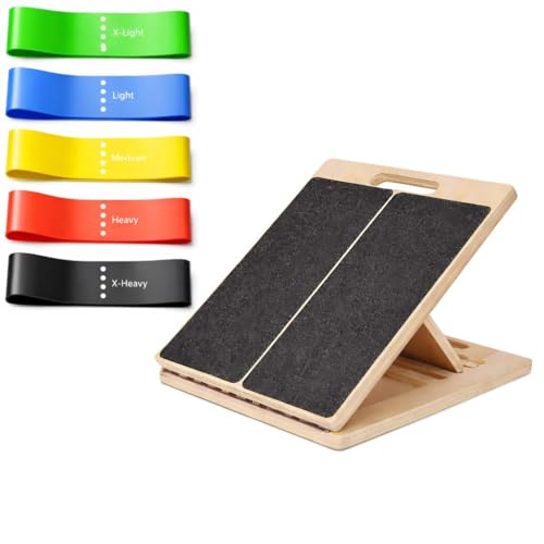 Slant Board with Resistance Bands for Calf Stretch & Squat Training