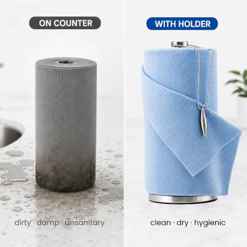 Veco Microfiber Cleaning Cloth Roll with Holder 80 PCS, 12" x 12" Blue - color: Blue-st