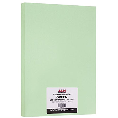 JAM PAPER Extra Heavy Weight 110lb Cardstock - 11 x 17 Tabloid Coverstock - Green - 50 Sheets/Pack - color: Green, size: 11" x 17"