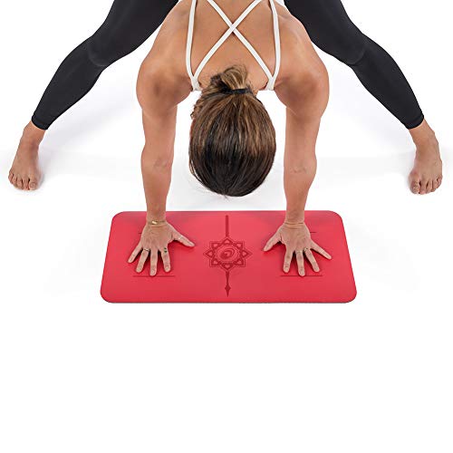 Liforme Yoga Pad - Revolutionary Alignment System, Advanced Non-Slip Grip | Eco-friendly, Non-Toxic, Sweat-Resistant, 4.2mm thick pad for knee, elbow and hand support during Yoga, Free Yoga Bag - color: Red
